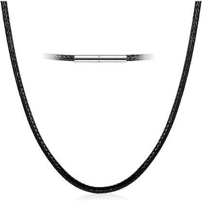 Geflochtene Halskette mit Edelstahlverschluss, 1.5-3mm in Lederoptik