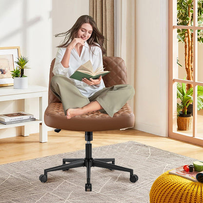 Ergonomischer Bürostuhl ohne Armlehnen, mit Rollen, Wippfunktion - Höhenverstellbar