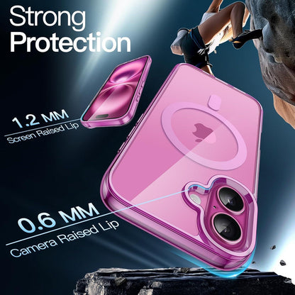 iPhone 16 Hülle MagSafe Rosa Transparent Stoßfest