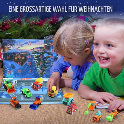 Adventskalender Auto 2026 Kinder – 24 Spielzeugautos & Baustelle