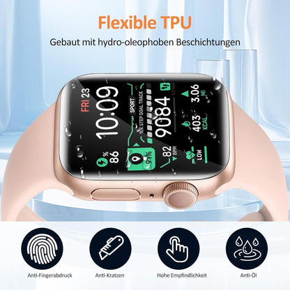 Displayschutz Apple Watch Panzerglas 44mm 4er Set transparent Bubble