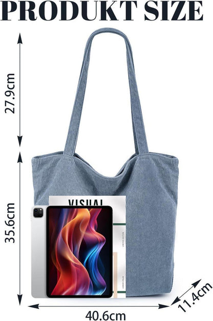Cord Tasche Damen Handtasche Groß Shopper Umhängetasche Tote Bag mit