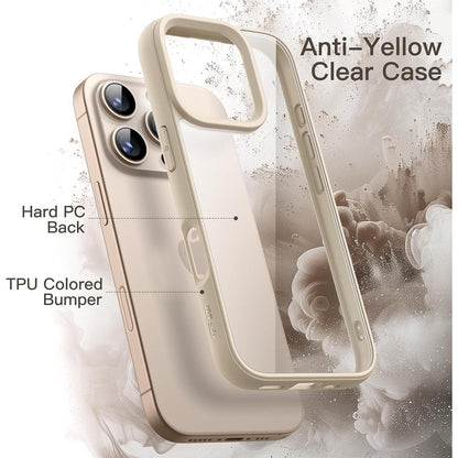 iPhone 16 Pro Hülle, transparent, stoßfest, Titan Wüstensand