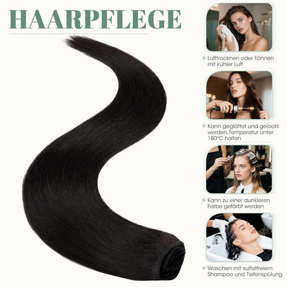 Echthaar Clip ins Extensions Schwarz 45cm - 8 Stück