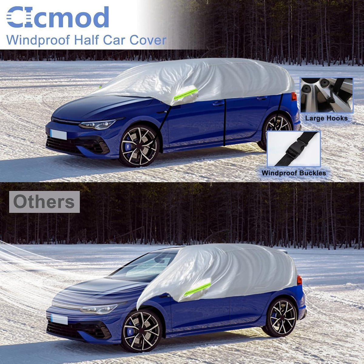 CICMOD Halbgarage Auto – Schutzplane für Schrägheck bis 440cm