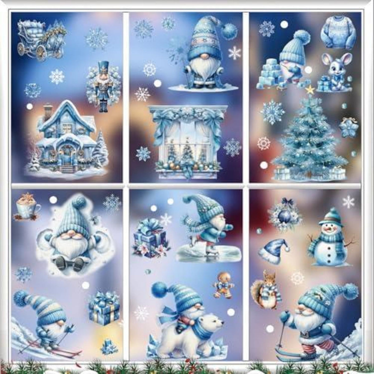 Weihnachts Fensterbilder Selbstklebend – Gnom Deko für Xmas Party