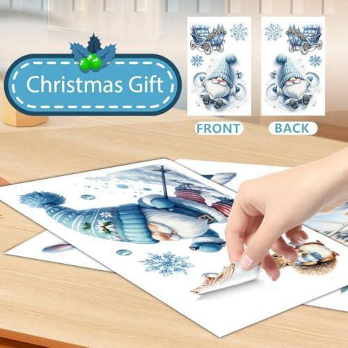 Weihnachts Fensterbilder Selbstklebend – Gnom Deko für Xmas Party
