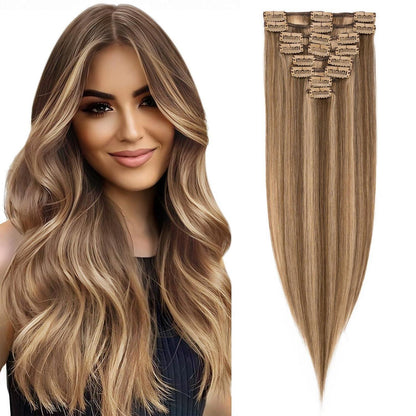 Clip in Echthaar Extensions 50cm #4/27 Blond