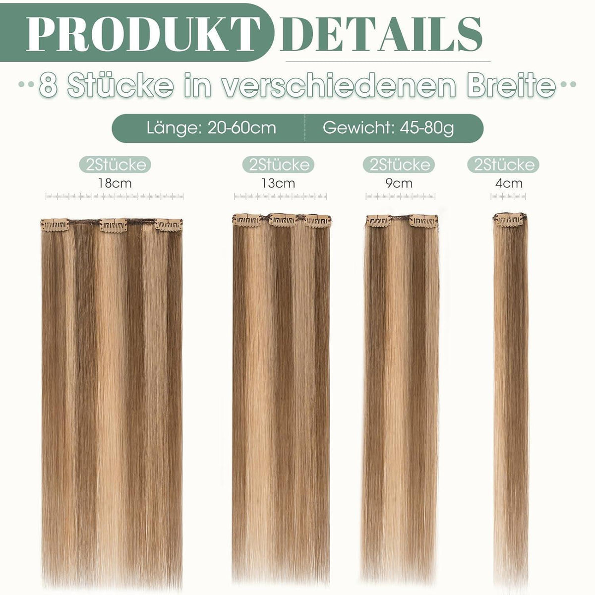 Clip in Echthaar Extensions 50cm #4/27 Blond