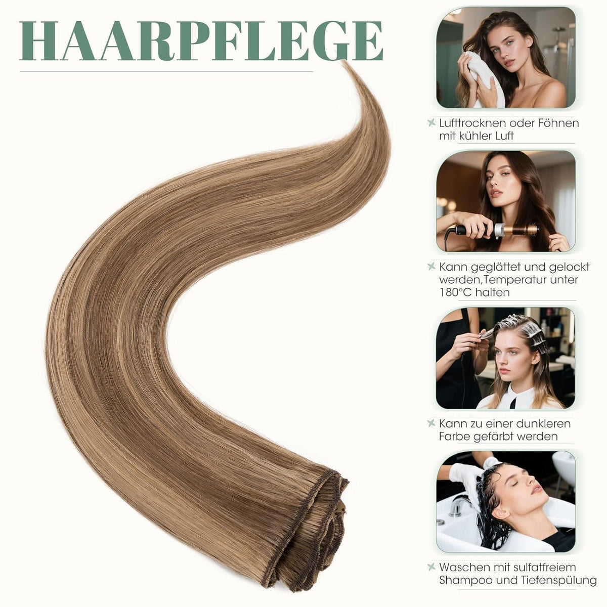 Clip in Echthaar Extensions 45cm #4/27 Blond