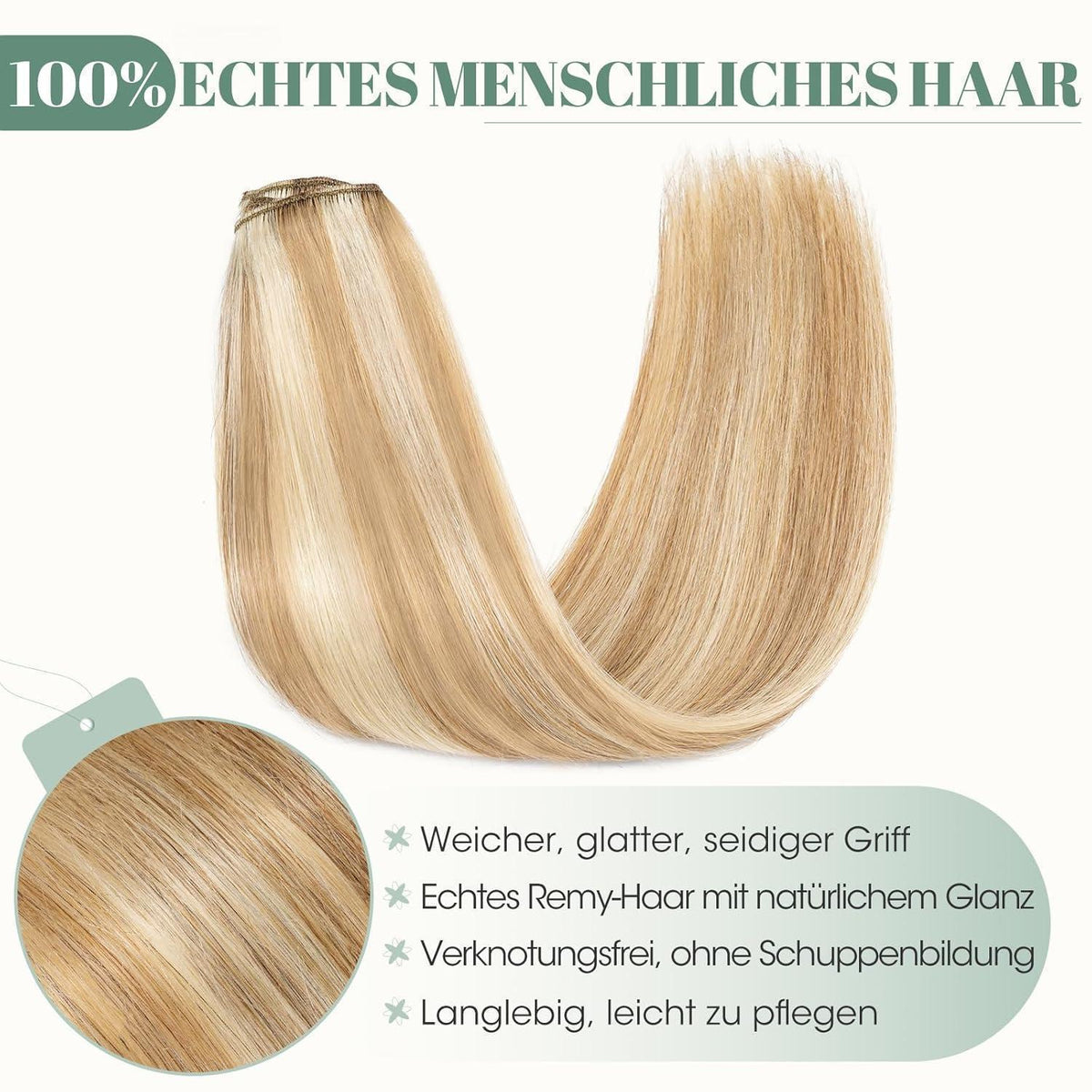 Echthaar Clip ins 55cm #12/613 Blond Strähnchen