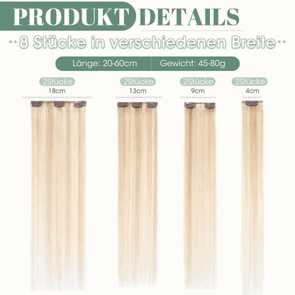 Echthaar Clip ins Extensions #18/613 Blond 35cm - 8 Stück