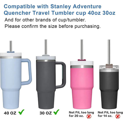 Edelstahl Strohhalme für Stanley Cup – 4er Set mit Bürste