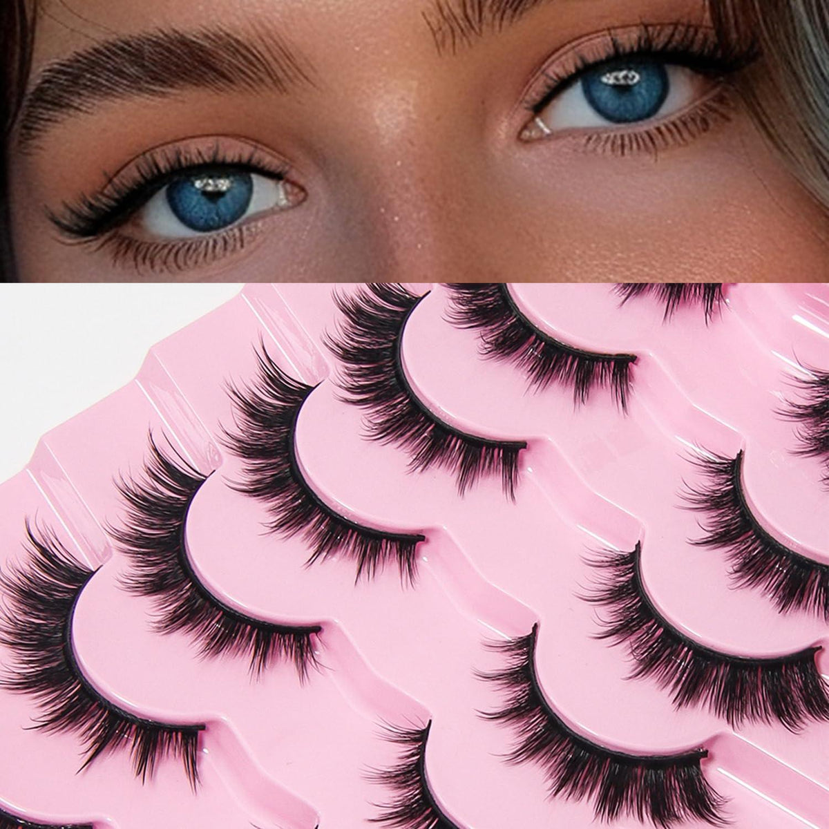 7 Paar 3D Natürliche Künstliche Wimpern – Wiederverwendbar & Flauschig