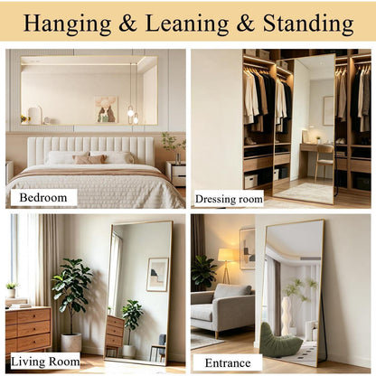 Ganzkörperspiegel 180x80cm mit Ständer – Großer Standspiegel Gold