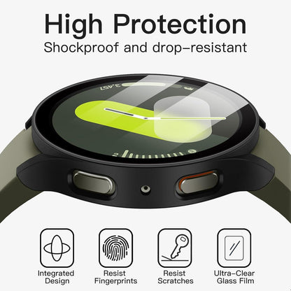Schwarz Schutzhülle mit Displayschutz für Samsung Galaxy Watch 7 44mm