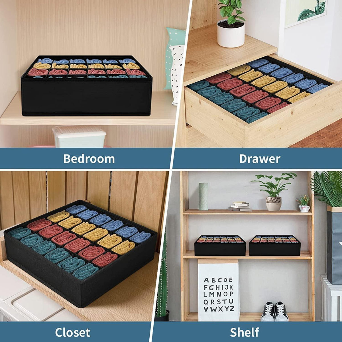 Aufbewahrungsboxen 24 Zellen Schubladen Organizer 2 Stück Schwarz