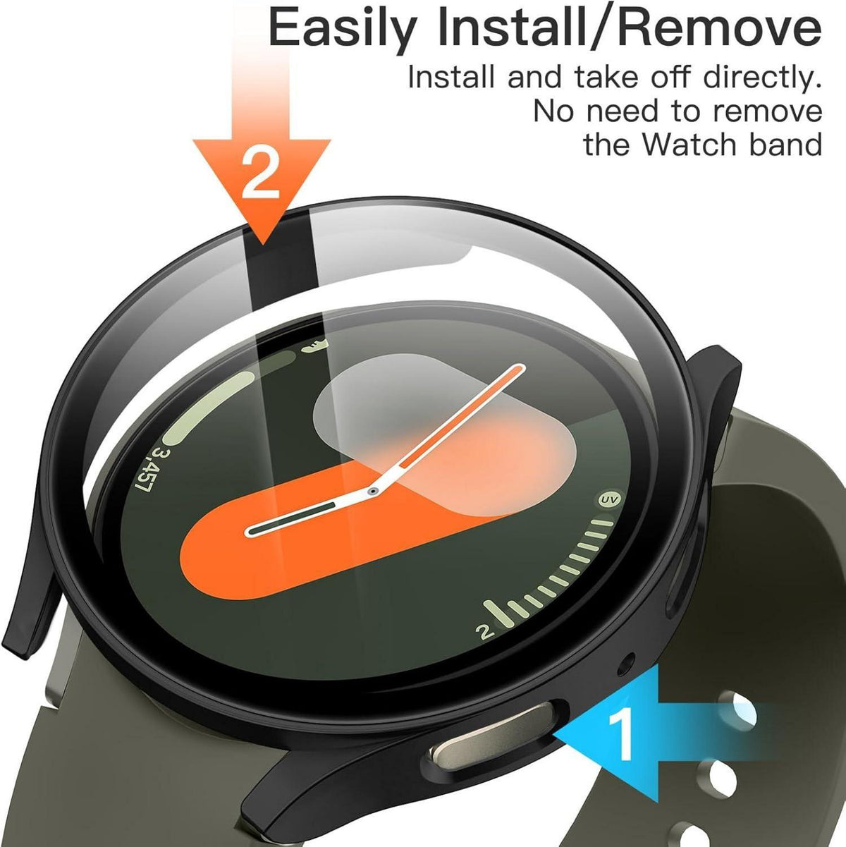 JETech Samsung Galaxy Watch 7 40mm Schutzhülle mit Schutzfolie Schwarz