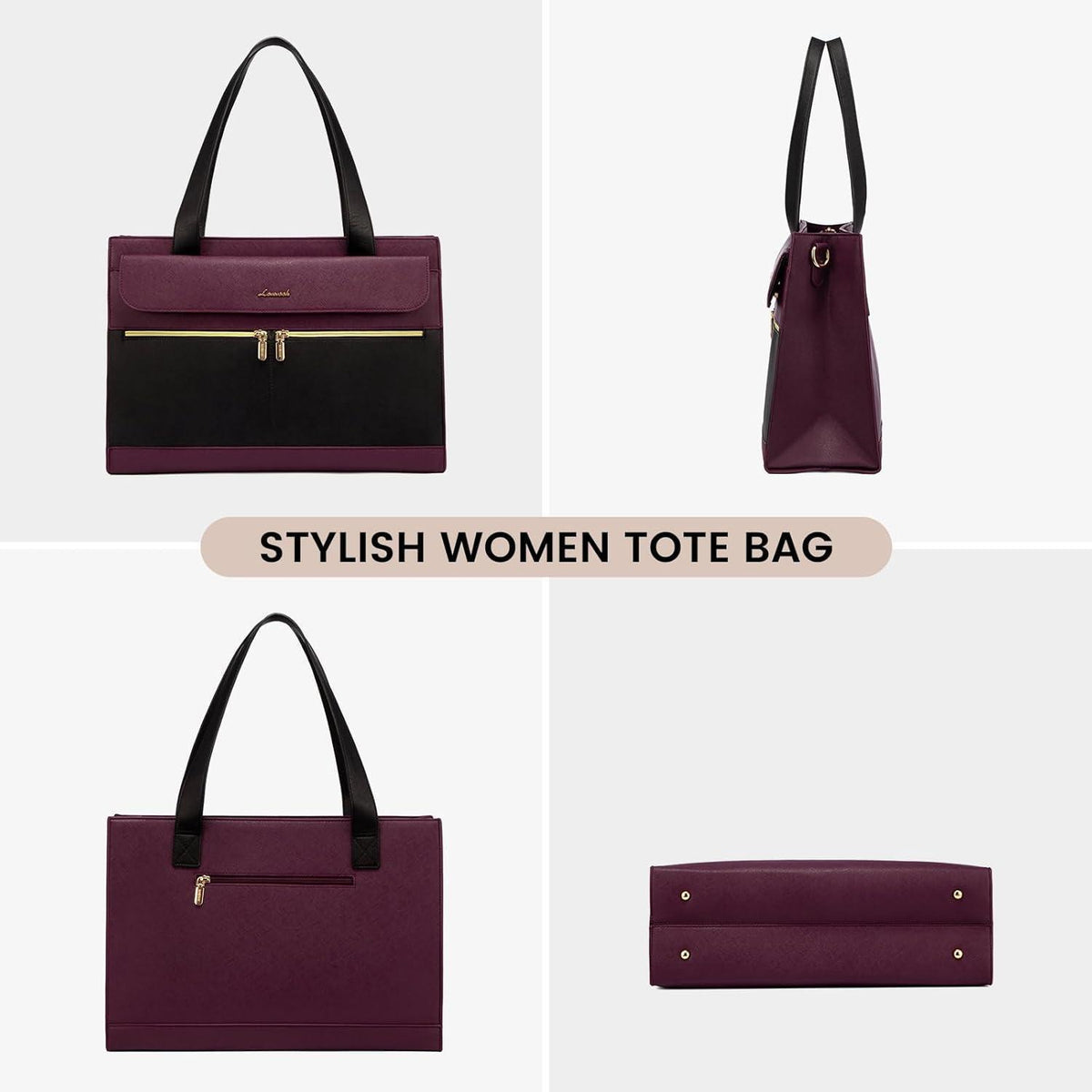 Laptoptasche Damen 15,6 Zoll Elegant mit Clutch Violett