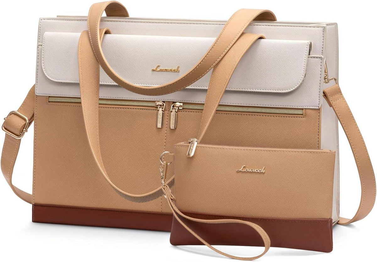 Laptoptasche Damen 15,6 Zoll PU Leder Schultertasche Elegant