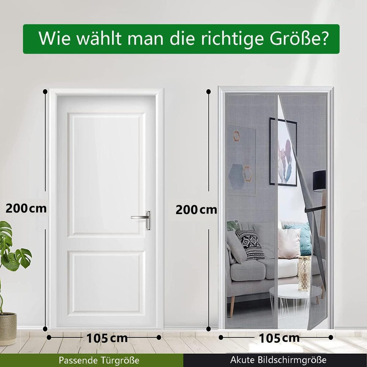 Fliegengitter Balkontür Magnet 105x200cm – Insektenschutz Grau