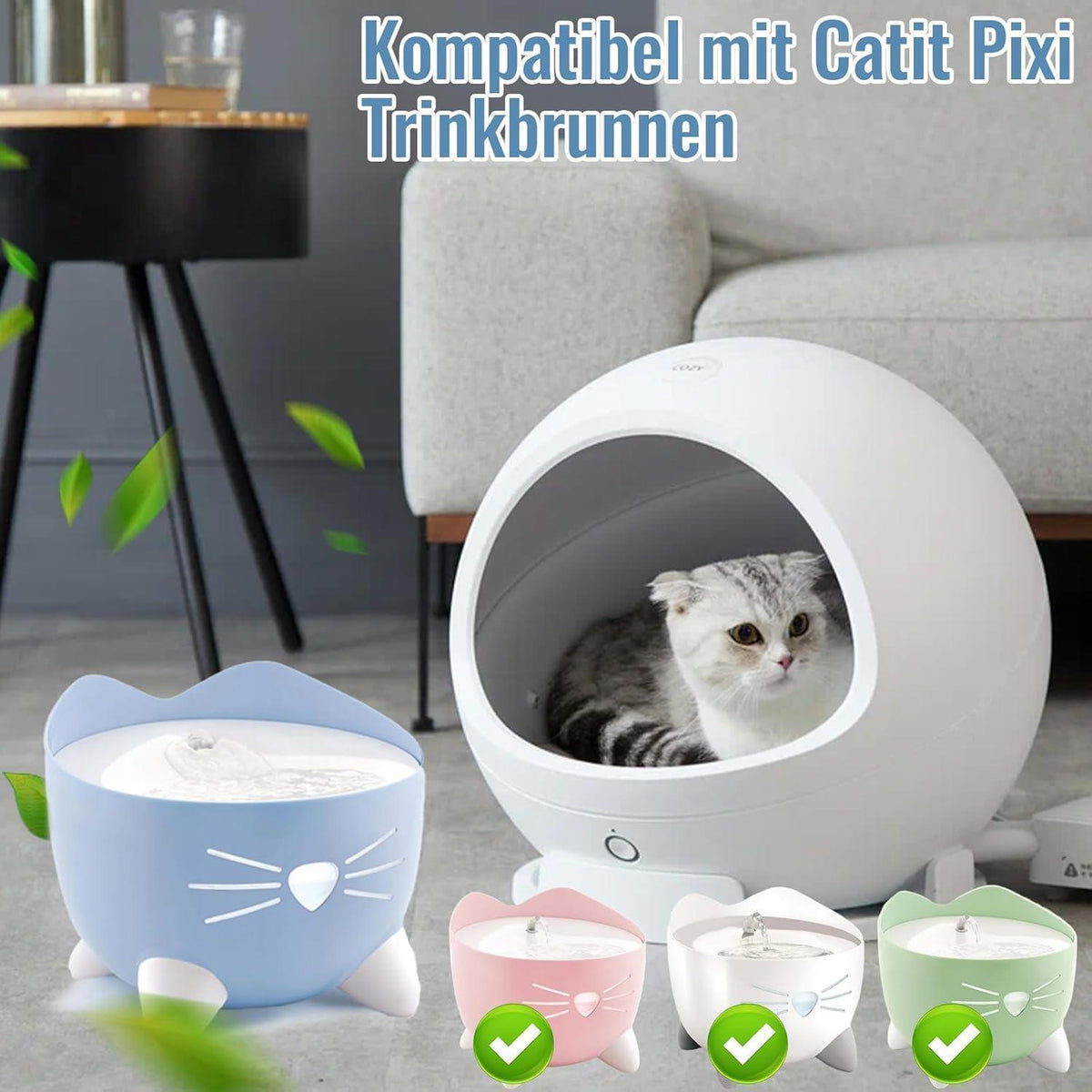 18x Katzenbrunnen Filter für Catit Pixi | Ersatzfilter mit Schläuchen