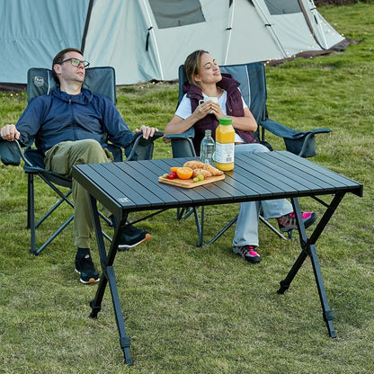 Höhenverstellbarer Campingtisch Aluminium klappbar mit Tasche 108x71cm Schwarz