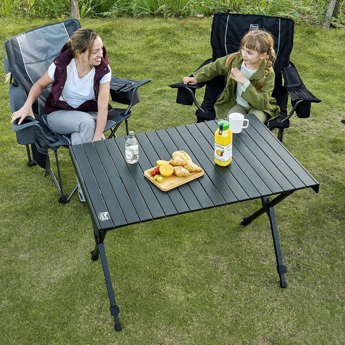 Höhenverstellbarer Campingtisch Aluminium klappbar mit Tasche 108x71cm Schwarz