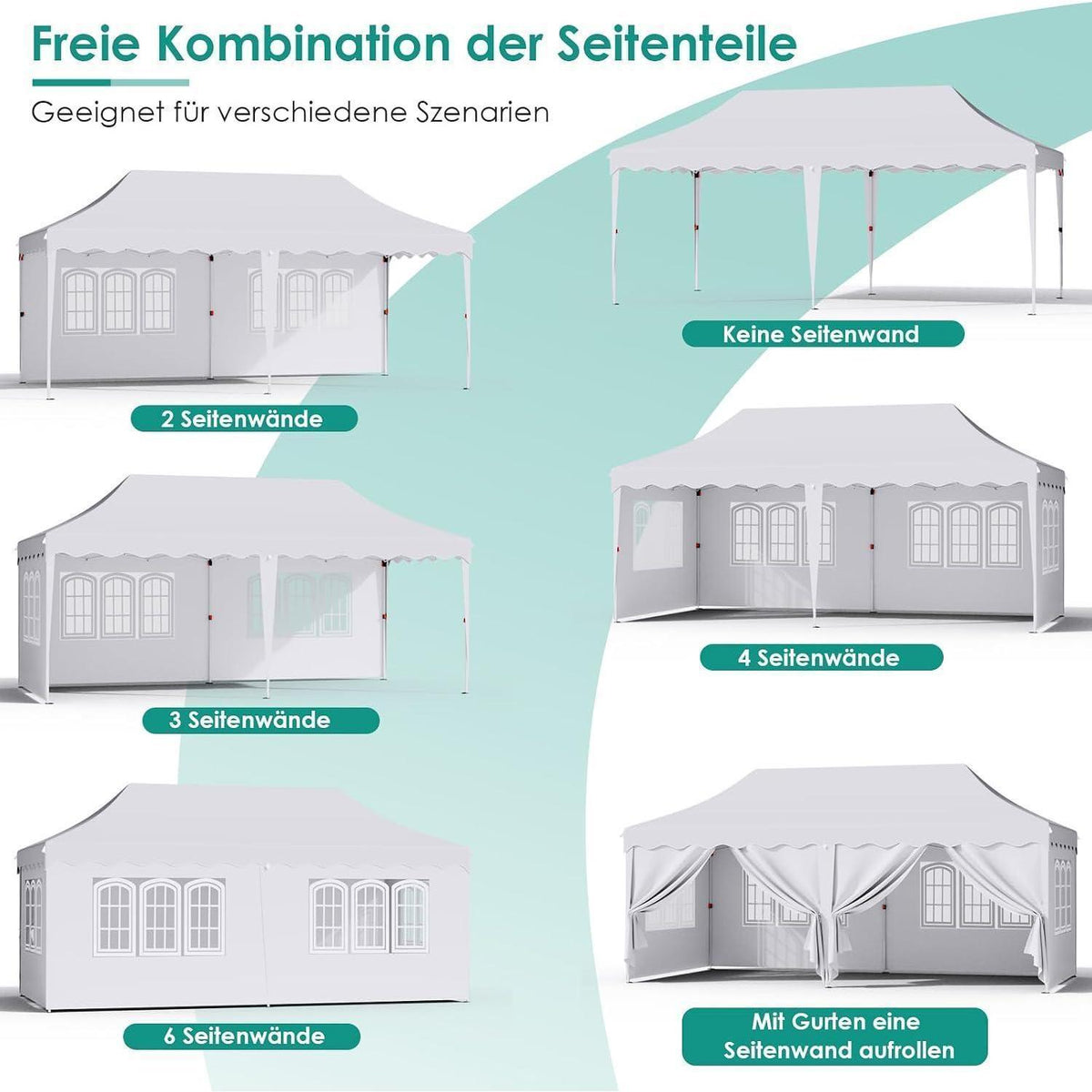 3x6m Faltpavillon wasserdicht mit 6 Seitenwänden & Zubehör