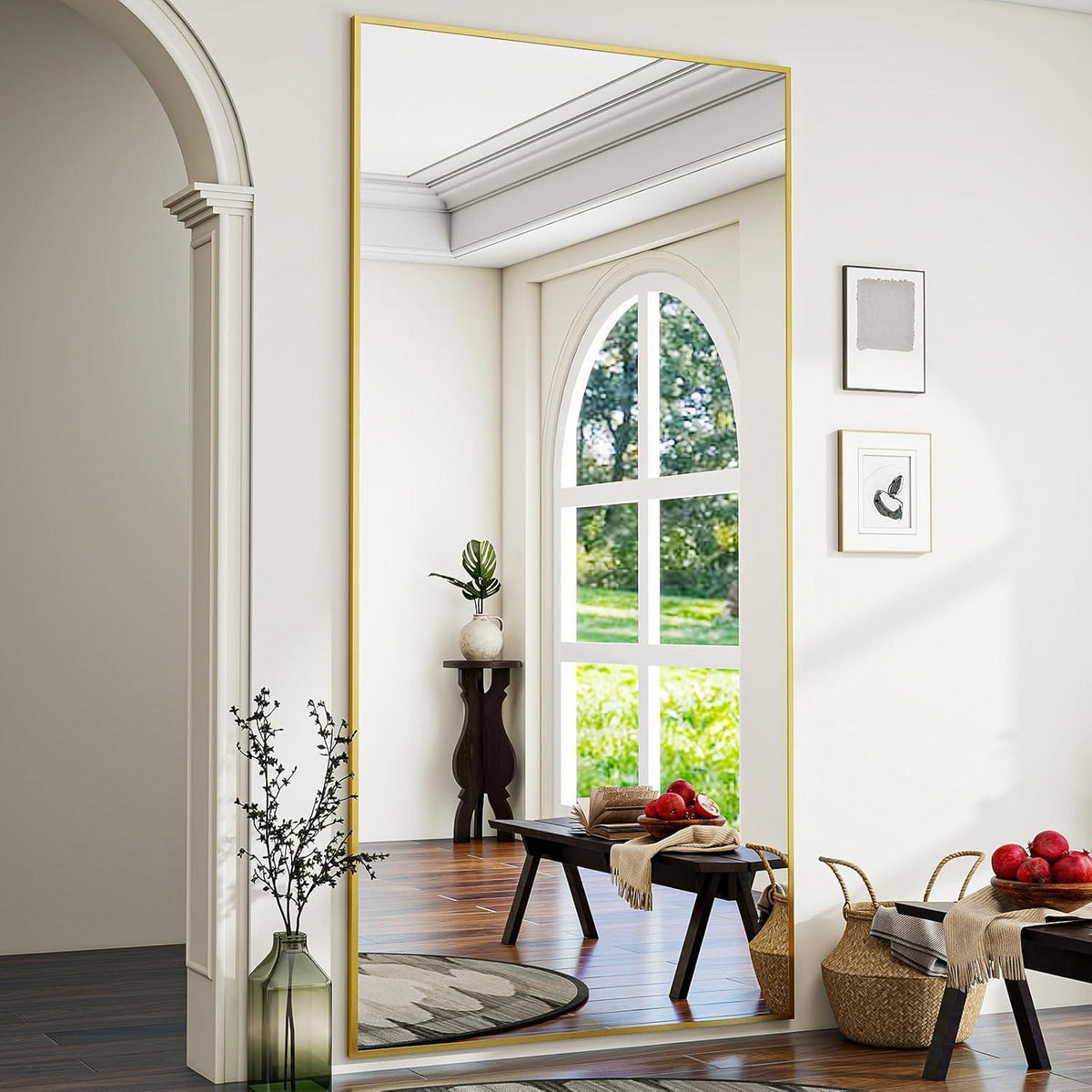 Großer Standspiegel 180x76 cm – Schwarz oder Gold | Wandspiegel mit Ständer