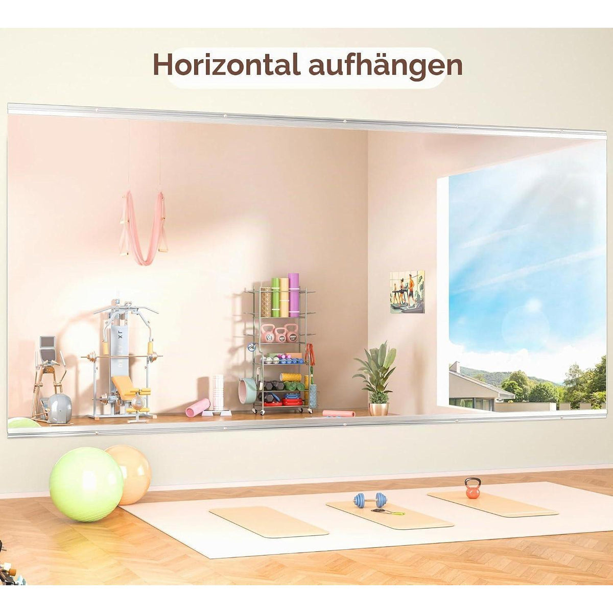 Ganzkörperspiegel 240x100cm – Fitness & Yoga Spiegel Wandmontage