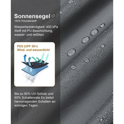 Wasserdichtes Sonnensegel 2.5x2.5m Anthrazit UV-Schutz PES Polyester