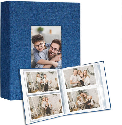 Fotoalbum 10x15 2er Pack Leinen Cover Frontfenster 100 Taschen Blau