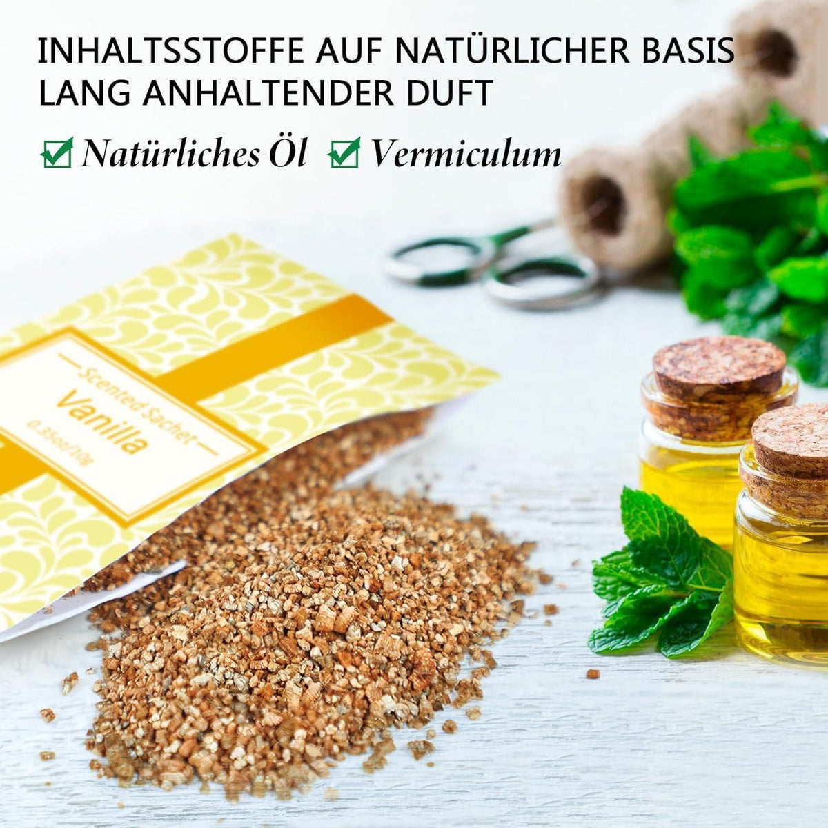 Duftsäckchen Set Eukalyptus Salbei Vanille 16 Stück Baumwolle Leinen