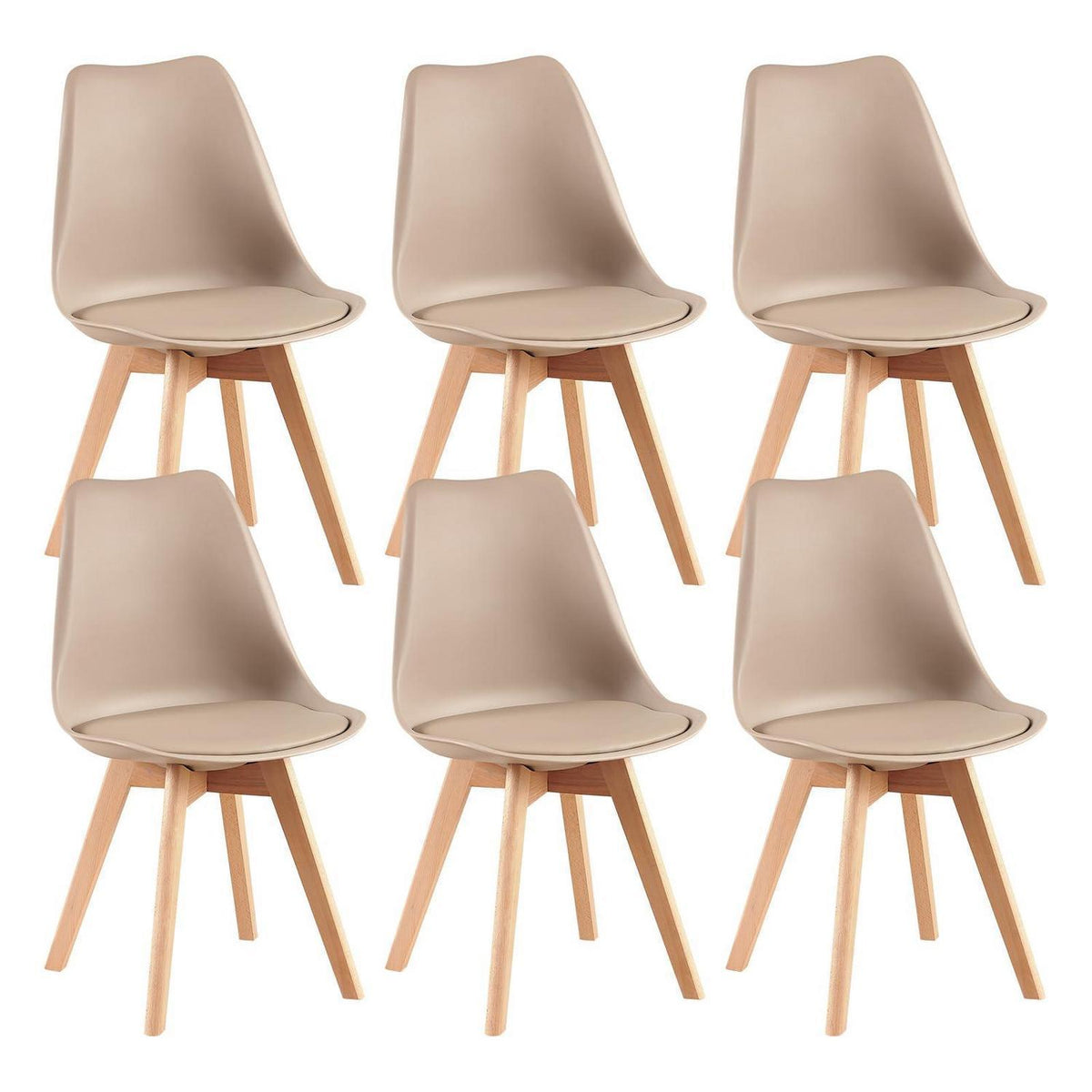 Skandinavische Esszimmerstühle 6er Set, Khaki