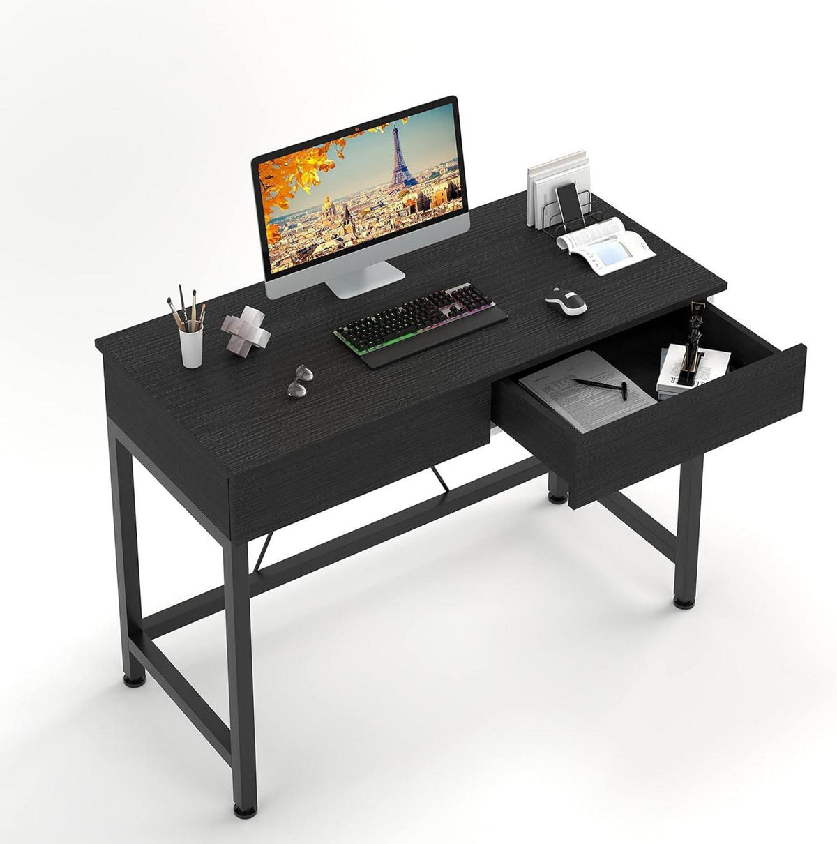 Schreibtisch mit 2 Schubladen Holz Arbeitsplatz Bürotisch