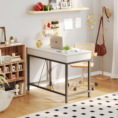 Schreibtisch mit 2 Holzschubladen, Bürotisch für kleinen