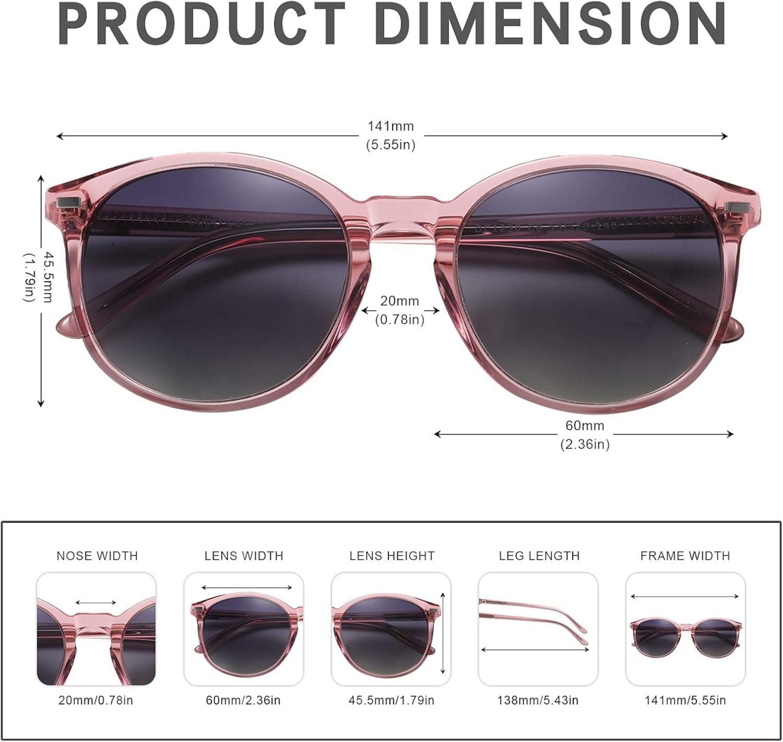 DUCO Retro Polarisierte Damen Sonnenbrille UV400 Fashion Vintage Transparent Rose Rot Grau Linse