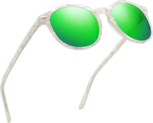 Polarisierte Retro Sonnenbrille UV400 Schutz Acetat Rahmen weiß-grüne