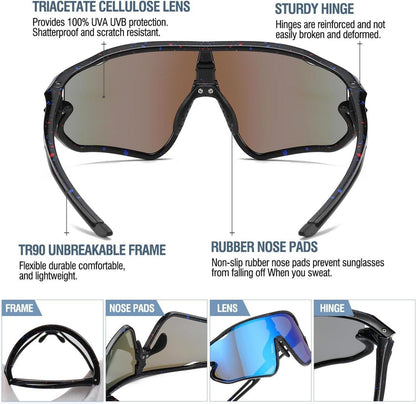 Kinder Sport Sonnenbrille UV400 Leicht TR90 Rahmen DK268 Schwarz Blue