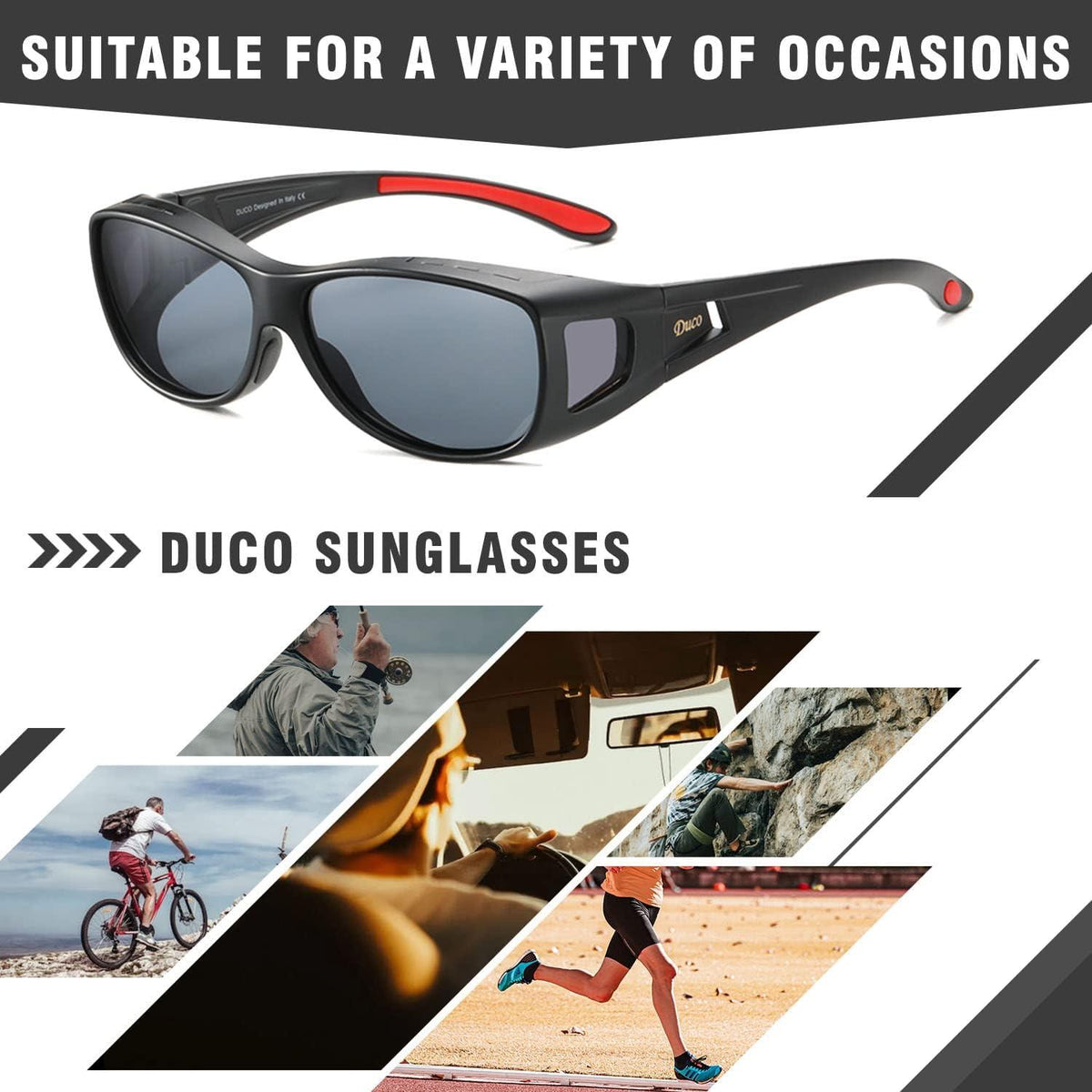 Polarisierte Sonnenbrille UV400 Schutz Schwarz Grau Größe M