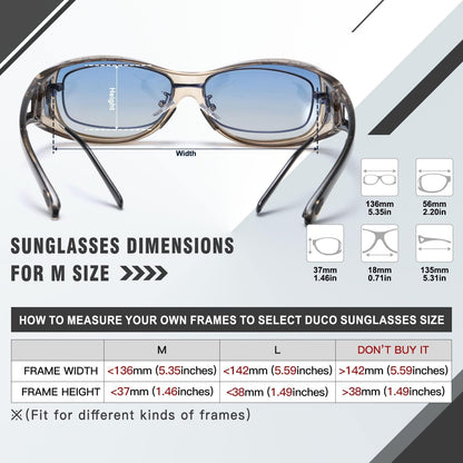 Polarisierte Sonnenbrille UV400 Schutz Überbrille Transparent Braun Blue Unisex Fit-over M Größe