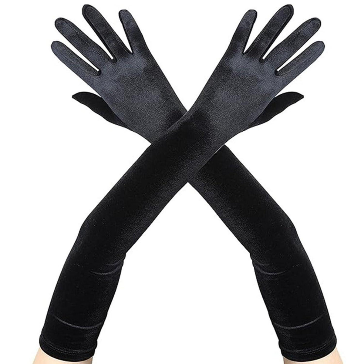 Lange Samt Handschuhe Schwarz 1920er Jahre Party Kostüm