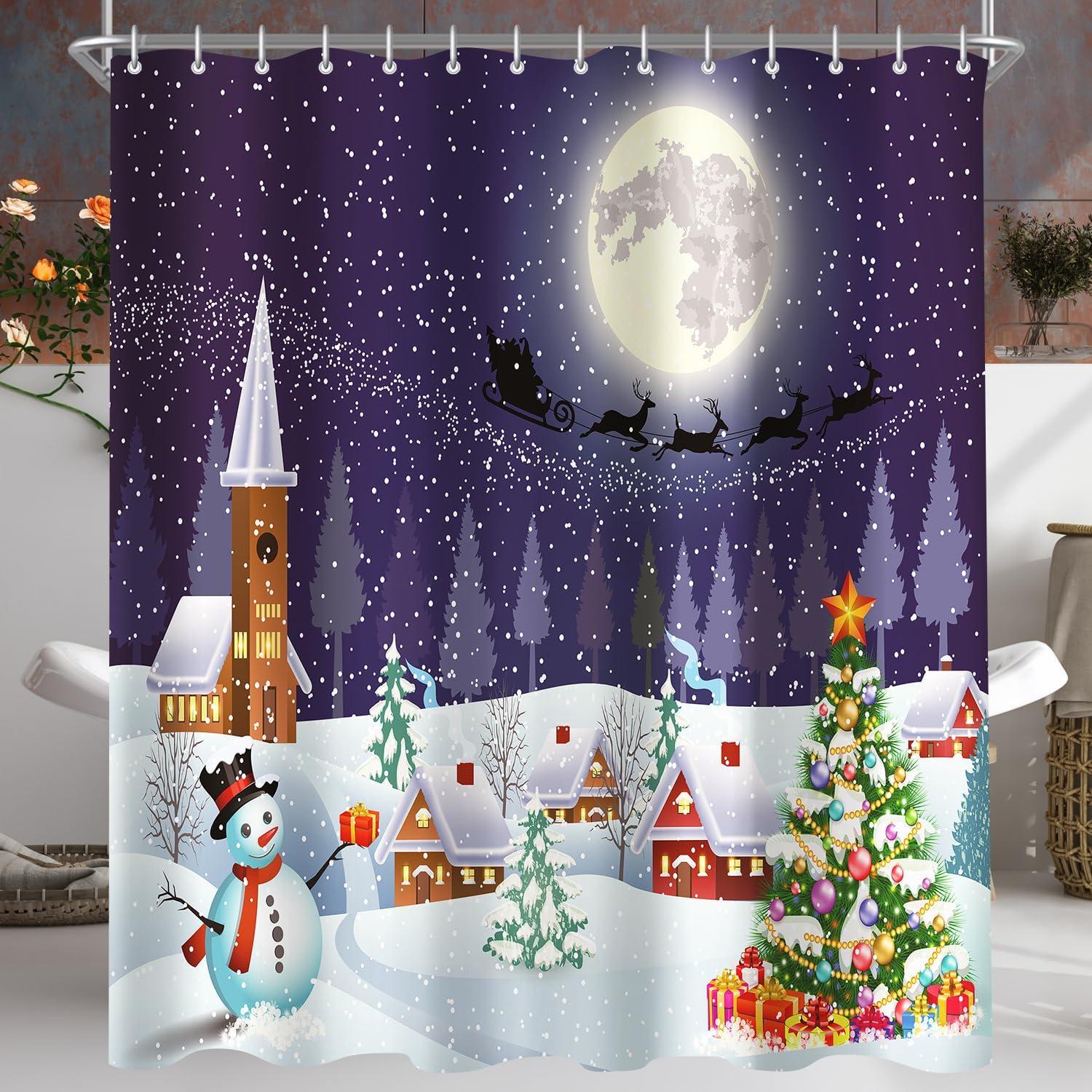 Duschvorhang Weihnachtsstimmung Antischimmel 180x200cm 12 Ösen