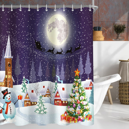 Duschvorhang Weihnachtsstimmung 180x200cm, Wasserdicht, Waschbar, Polyester, 12 Ösen