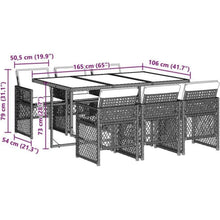 Garten Essgruppe 7-TLG. Poly Rattan mit Kissen Beige & Grau