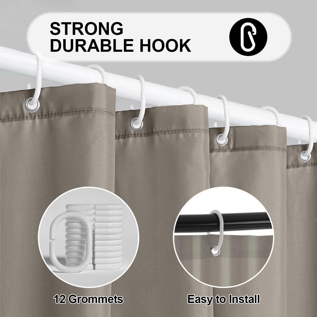 Duschvorhang 180x200 Anti-schimmel Wasserdicht PEVA Beige 1er Pack