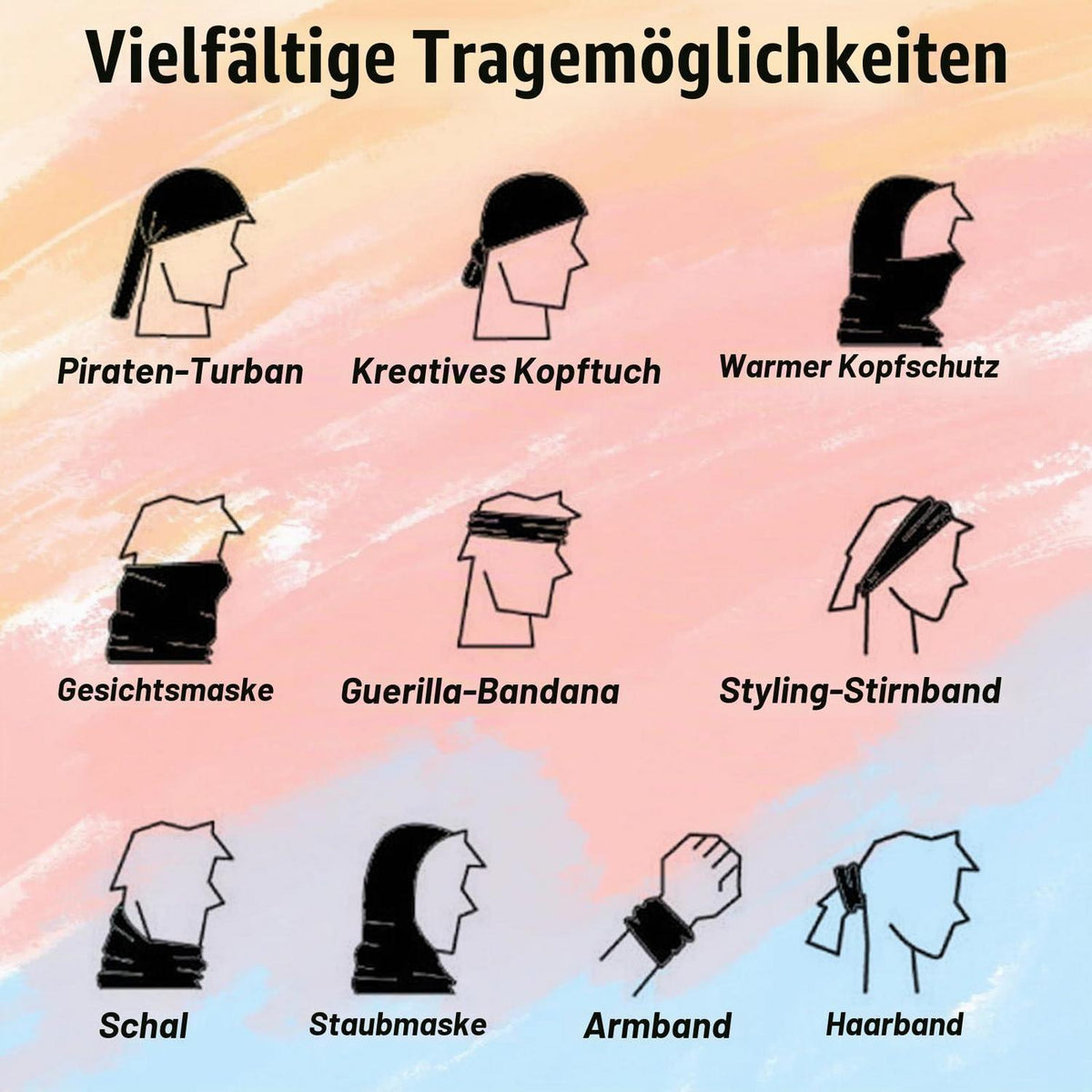8x Multifunktionstuch Schal Headwear | Sport & Outdoor Aktivitäten
