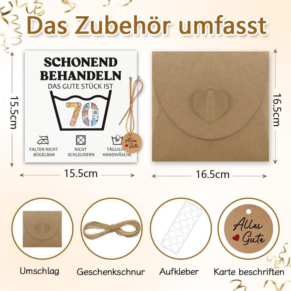 Geburtstagskarte 70 mit Geldgeschenk & Umschlag – Lustig & Kreativ