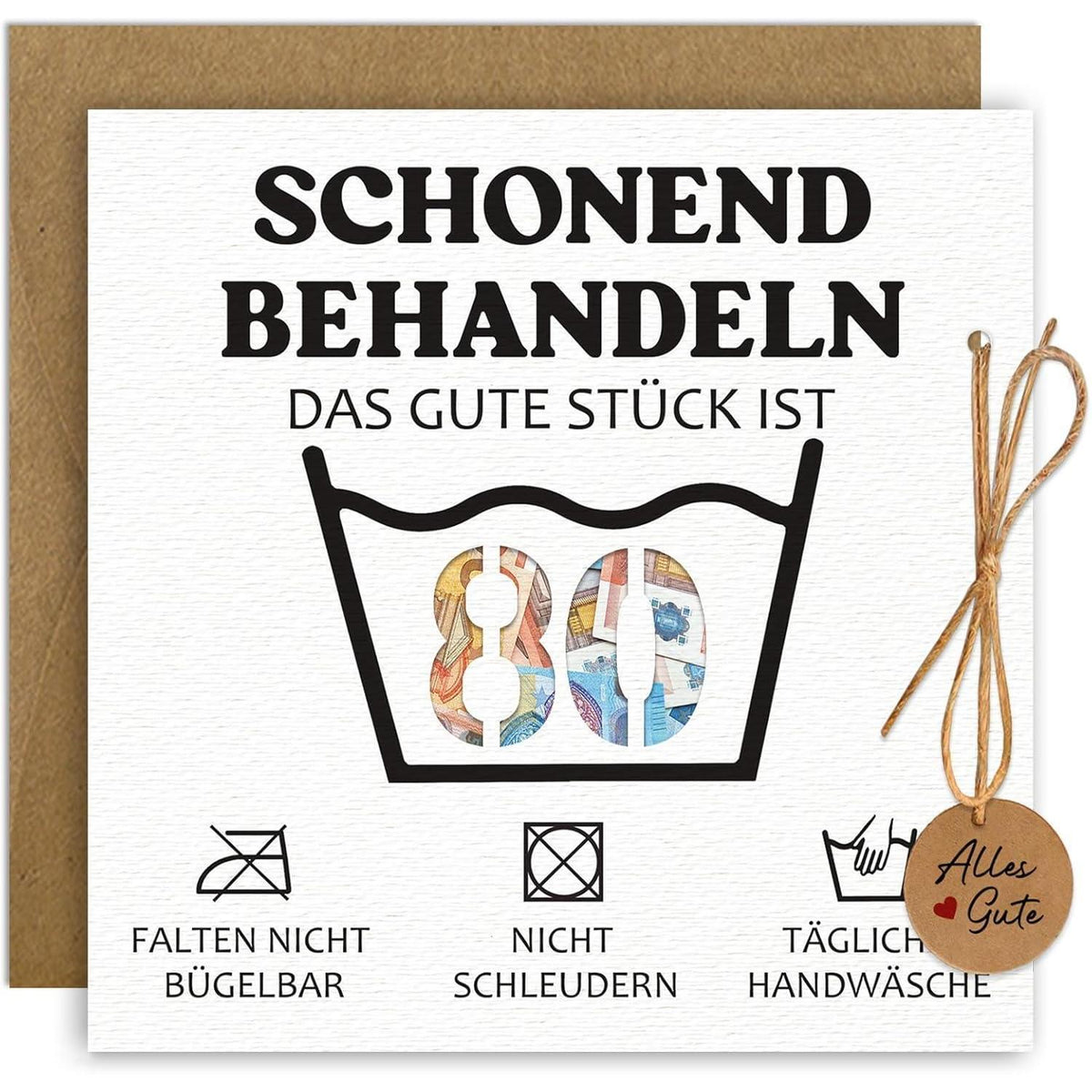 Geburtstagskarte 80 mit Geldversand – Lustiges Geschenk für Mann & Frau
